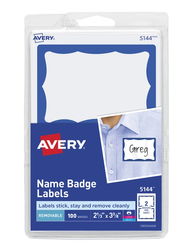 Discount 🥰 Avery Adhesive Name Badges, 2-1/3 X 3-3/8 Inches, Blue Border, Pack Of 100 🛒 1 Discount 🥰 Avery Adhesive Name Badges, 2-1/3 X 3-3/8 Inches, Blue Border, Pack Of 100 🛒