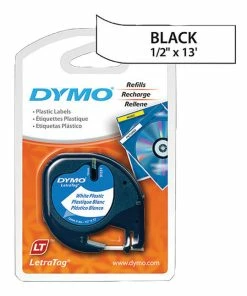 Wholesale ⌛ Dymo LetraTag Label Tape, 1/2 Inch X 13 Feet, Plastic, White 👍