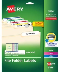 Buy ⌛ Avery Printable File Folder Labels, 2/3 X 3-7/16 Inches, Assorted Colors, Pack Of 750 😀