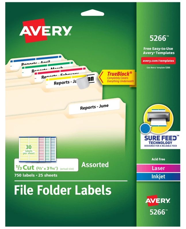 Buy โ Avery Printable File Folder Labels, 2/3 X 3-7/16 Inches, Assorted Colors, Pack Of 750 ๐ 1 Buy โ Avery Printable File Folder Labels, 2/3 X 3-7/16 Inches, Assorted Colors, Pack Of 750 ๐