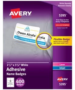 Hot Sale 😍 Avery Adhesive Name Badges, 2-1/3 X 3-3/8 Inches, White, Pack Of 400 😉