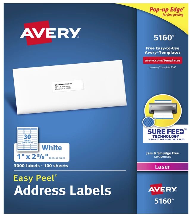 Outlet π Avery Easy Peel Address Labels, Laser, 1 X 2-5/8 Inches, Pack Of 3000 β 2 Outlet π Avery Easy Peel Address Labels, Laser, 1 X 2-5/8 Inches, Pack Of 3000 β - Image 2
