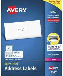 Avery - shop 8 Outlet 🛒 Avery Easy Peel Address Labels, Laser, 1 X 2-5/8 Inches, Pack Of 3000 ⌛