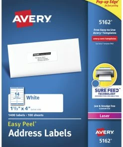 Deals 🎁 Avery Easy Peel Address Labels, Laser, 1-1/3 X 4 Inches, Pack Of 1400 ✔️