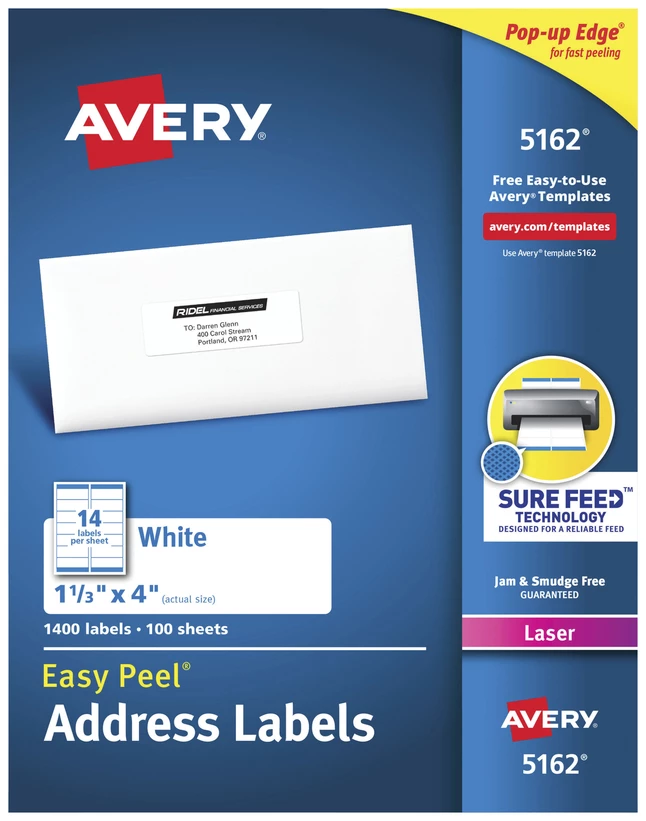 Deals ๐ Avery Easy Peel Address Labels, Laser, 1-1/3 X 4 Inches, Pack Of 1400 โ๏ธ 1 Deals ๐ Avery Easy Peel Address Labels, Laser, 1-1/3 X 4 Inches, Pack Of 1400 โ๏ธ