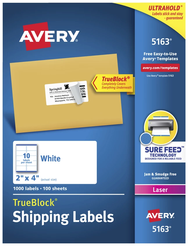 Deals ๐ Avery TrueBlock Shipping Labels, Laser, 2 X 4 Inches, White, Pack Of 1000 ๐ 1 Deals ๐ Avery TrueBlock Shipping Labels, Laser, 2 X 4 Inches, White, Pack Of 1000 ๐