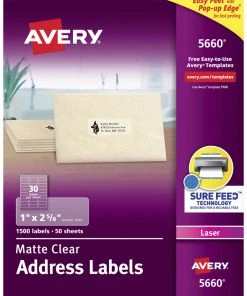 Best Sale 🎁 Avery Easy Peel Address Labels, Laser, 1 X 2-5/8 Inches, Clear, Pack Of 1500 🥰