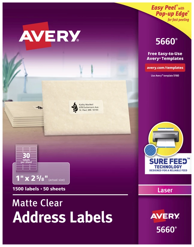 Best Sale 🎁 Avery Easy Peel Address Labels, Laser, 1 X 2-5/8 Inches, Clear, Pack Of 1500 🥰 1 Best Sale 🎁 Avery Easy Peel Address Labels, Laser, 1 X 2-5/8 Inches, Clear, Pack Of 1500 🥰
