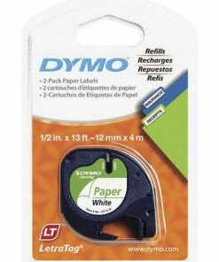 Cheap ❤️ Dymo LetraTag Label Tape, 1/2 Inch X 13 Feet, Paper, White, Pack Of 2 ✔️