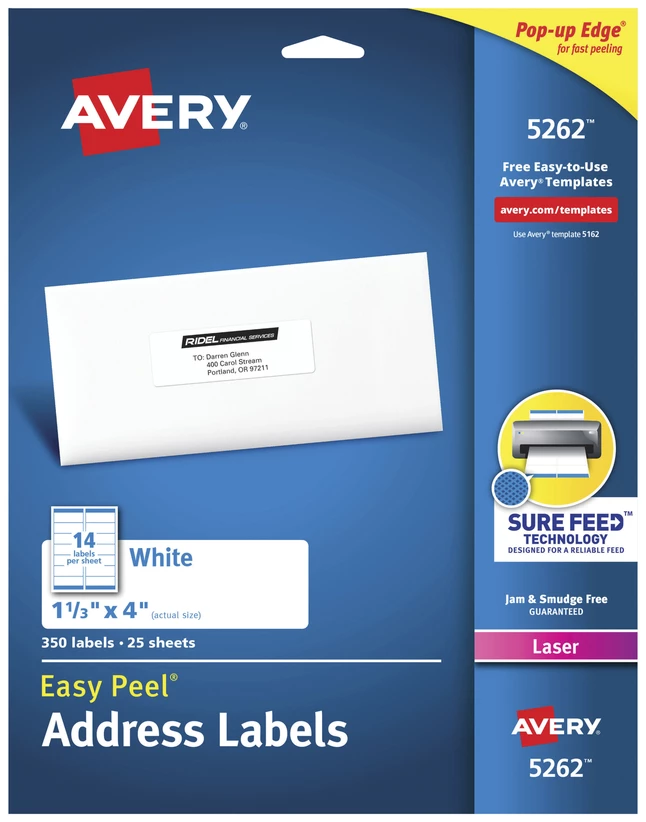 Deals ๐ Avery Easy Peel Address Labels, Laser, 1-1/3 X 4 Inches, Pack Of 350 ๐ 1 Deals ๐ Avery Easy Peel Address Labels, Laser, 1-1/3 X 4 Inches, Pack Of 350 ๐