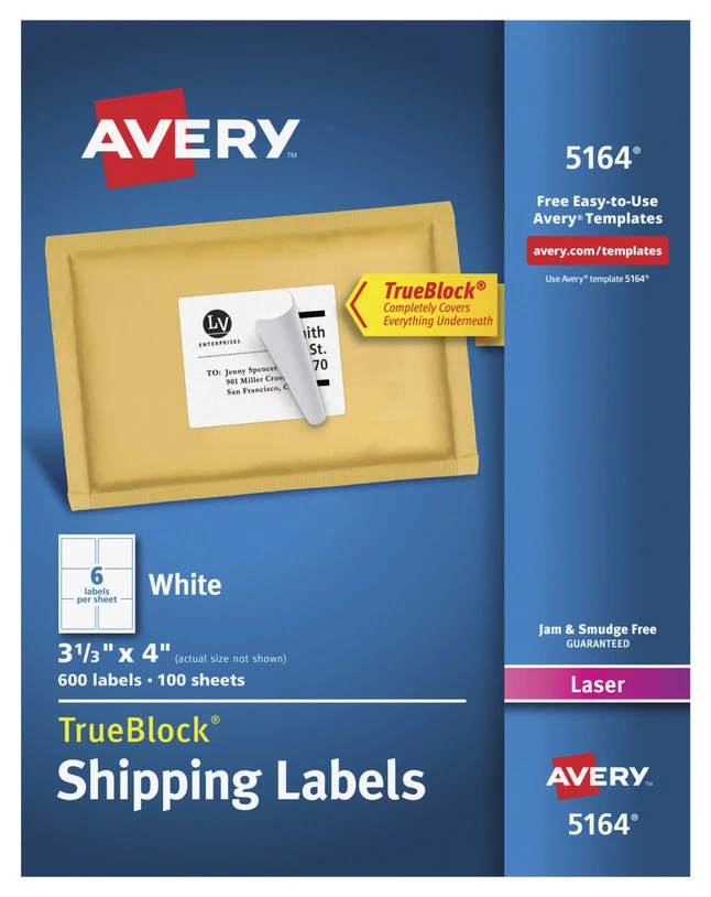 Brand new ๐คฉ Avery TrueBlock Shipping Labels, Laser, 3-1/3 X 4 Inches, White, Pack Of 600 ๐ 1 Brand new ๐คฉ Avery TrueBlock Shipping Labels, Laser, 3-1/3 X 4 Inches, White, Pack Of 600 ๐