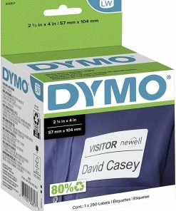 Flash Sale 🤩 DYMO LabelWriter Name Badge Labels, 2-1/4 X 4 Inches, White, 1 Roll Of 250 Labels 🥰