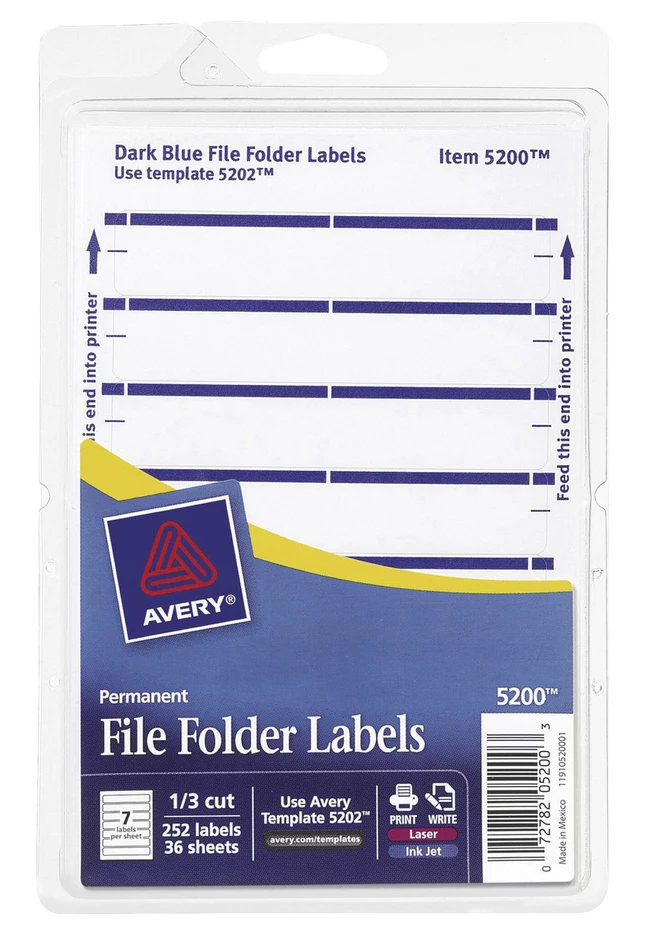 Outlet ๐ Avery Printable File Folder Labels, 11/16 X 3-7/16 Inches, Dark Blue, Pack Of 252 โค๏ธ 1 Outlet ๐ Avery Printable File Folder Labels, 11/16 X 3-7/16 Inches, Dark Blue, Pack Of 252 โค๏ธ