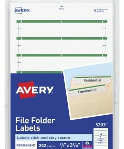 Wholesale 😀 Avery Printable File Folder Labels, 11/16 X 3-7/16 Inches, Green, Pack Of 252 ⭐