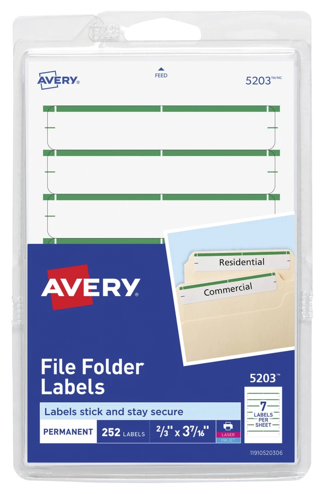 Wholesale ๐ Avery Printable File Folder Labels, 11/16 X 3-7/16 Inches, Green, Pack Of 252 โญ 1 Wholesale ๐ Avery Printable File Folder Labels, 11/16 X 3-7/16 Inches, Green, Pack Of 252 โญ
