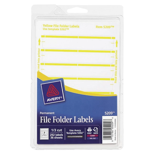Wholesale ๐ Avery Printable File Folder Labels, 11/16 X 3-7/16 Inches, Yellow, Pack Of 252 ๐ 1 Wholesale ๐ Avery Printable File Folder Labels, 11/16 X 3-7/16 Inches, Yellow, Pack Of 252 ๐