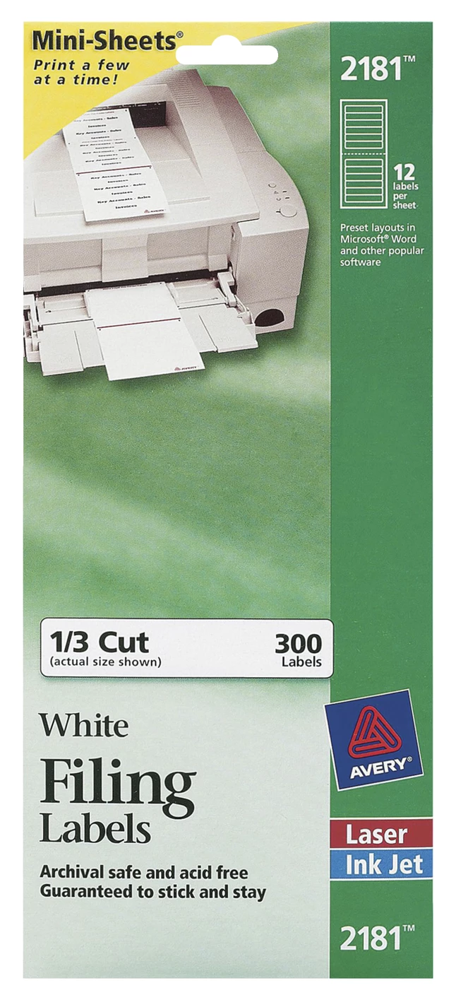 Deals ๐งจ Avery Printable File Folder Labels, 2/3 X 3-7/16 Inches, White, Pack Of 300 ๐ 1 Deals ๐งจ Avery Printable File Folder Labels, 2/3 X 3-7/16 Inches, White, Pack Of 300 ๐