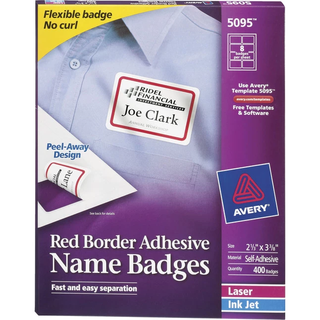 Budget ๐ Avery Adhesive Name Badges, 2-1/3 X 3-3/8 Inches, Red Border, Pack Of 400 ๐ 1 Budget ๐ Avery Adhesive Name Badges, 2-1/3 X 3-3/8 Inches, Red Border, Pack Of 400 ๐