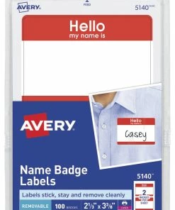 Best deal 👍 Avery "Hello, My Name Is" Adhesive Name Badges, 2-1/3 X 3-3/8 Inches, Red Border, Pack Of 100 ⭐