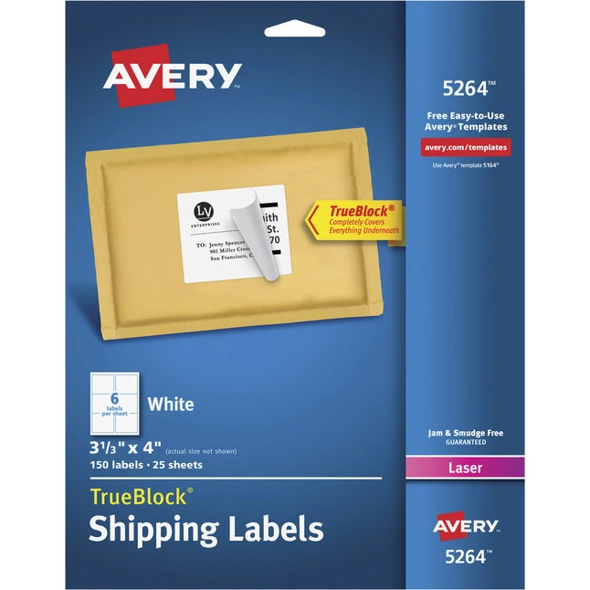 Best Sale ❤️ Avery TrueBlock Shipping Labels, Laser, 3-1/3 X 4 Inches, White, Pack Of 150 ❤️ 1 Best Sale ❤️ Avery TrueBlock Shipping Labels, Laser, 3-1/3 X 4 Inches, White, Pack Of 150 ❤️