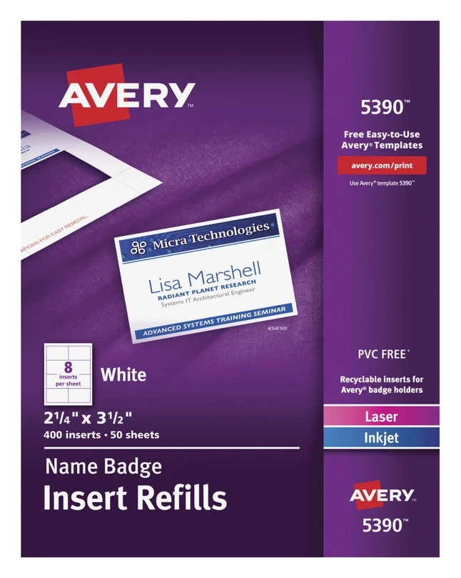 Buy 🎉 Avery Name Badge Insert Refills, 2-1/4 X 3-1/2 Inches, White, Pack Of 400 🌟 1 Buy 🎉 Avery Name Badge Insert Refills, 2-1/4 X 3-1/2 Inches, White, Pack Of 400 🌟