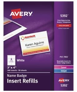 Best Pirce 😍 Avery Name Badge Insert Refills, 3 X 4 Inches, White, Pack Of 300 🤩