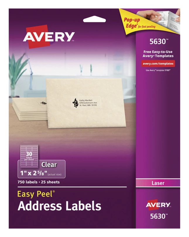Best Pirce 😍 Avery Easy Peel Address Labels, Laser, 1 X 2-5/8 Inches, Clear, Pack Of 750 ✨ 1 Best Pirce 😍 Avery Easy Peel Address Labels, Laser, 1 X 2-5/8 Inches, Clear, Pack Of 750 ✨