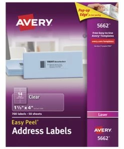 Outlet 🌟 Avery Easy Peel Address Labels, Laser, 1-1/3 X 4 Inches, Clear, Pack Of 700 😉