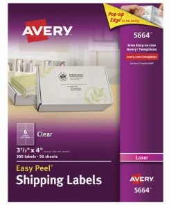 Outlet ✨ Avery Easy Peel Shipping Labels, Laser, 3-1/3 X 4 Inches, Clear, Pack Of 300 😀