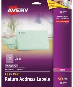 New ⌛ Avery Easy Peel Return Address Labels, Laser, 1/2 X 1-3/4 Inches, Clear, Pack Of 200 👍
