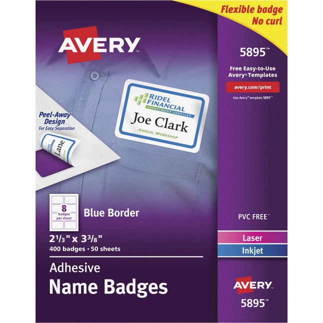 Best deal 🎉 Avery Adhesive Name Badges, 2-1/3 X 3-3/8 Inches, Blue Border, Pack Of 400 ✔️ 1 Best deal 🎉 Avery Adhesive Name Badges, 2-1/3 X 3-3/8 Inches, Blue Border, Pack Of 400 ✔️