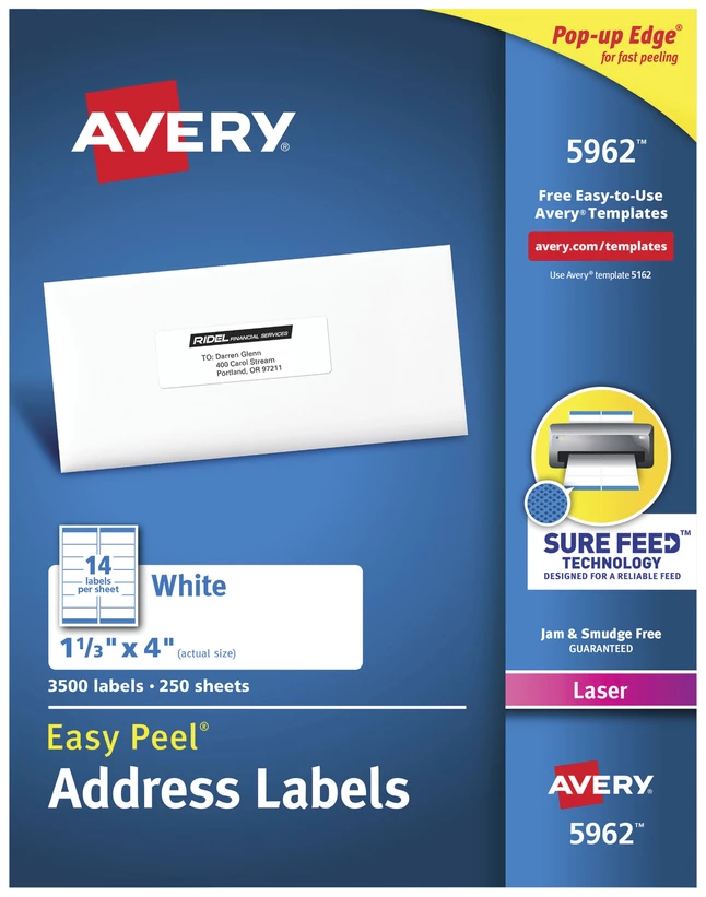 Best Pirce ❤️ Avery Easy Peel Address Labels, Laser, 1-1/3 X 4 Inches, Pack Of 3500 ❤️ 1 Best Pirce ❤️ Avery Easy Peel Address Labels, Laser, 1-1/3 X 4 Inches, Pack Of 3500 ❤️