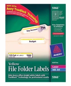 Hot Sale 💯 Avery Printable File Folder Labels, 2/3 X 3-7/16 Inches, Yellow, Pack Of 1500 ⌛