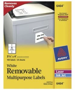 Promo ✨ Avery Removable ID Labels, 3-1/3 X 4 Inches, Pack Of 150 💯
