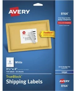 Best Sale 🌟 Avery TrueBlock Shipping Labels, Inkjet, 3-1/3 X 4 Inches, White, Pack Of 150 💯