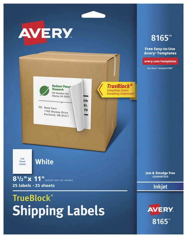 Wholesale 🎁 Avery TrueBlock Full Sheet Label, Inkjet, 8-1/2 X 11 Inches, White, Pack Of 25 ✔️ 1 Wholesale 🎁 Avery TrueBlock Full Sheet Label, Inkjet, 8-1/2 X 11 Inches, White, Pack Of 25 ✔️
