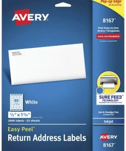 Promo 🤩 Avery Easy Peel Return Address Labels, Inkjet, 1/2 X 1-3/4 Inches, Pack Of 2000 🔥