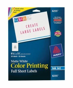 Cheapest 🎁 Avery Color Printing Full Sheet Labels, Inkjet, 8-1/2 X 11 Inches, Pack Of 20 ⌛