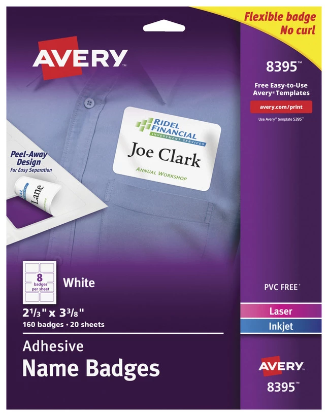Flash Sale 🎉 Avery Adhesive Name Badges, 2-1/3 X 3-3/8 Inches, White, Pack Of 160 🛒 1 Flash Sale 🎉 Avery Adhesive Name Badges, 2-1/3 X 3-3/8 Inches, White, Pack Of 160 🛒