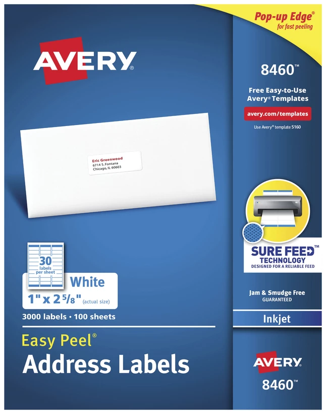 Best deal 😀 Avery Easy Peel Address Labels, Inkjet, 1 X 2-5/8 Inches, Pack Of 3000 👍 1 Best deal 😀 Avery Easy Peel Address Labels, Inkjet, 1 X 2-5/8 Inches, Pack Of 3000 👍