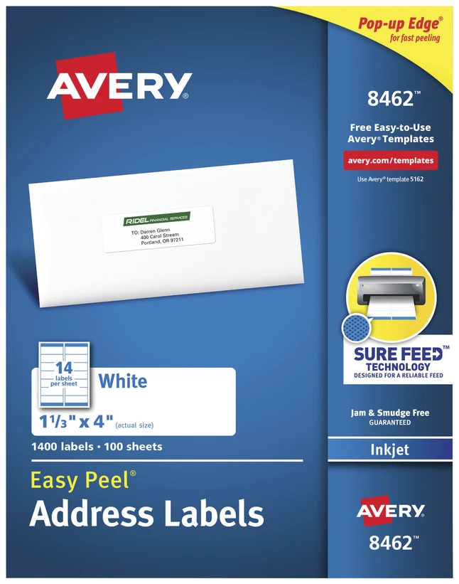 Best Sale โ๏ธ Avery Easy Peel Address Labels, Inkjet, 1-1/3 X 4 Inches, Pack Of 1400 ๐ 1 Best Sale โ๏ธ Avery Easy Peel Address Labels, Inkjet, 1-1/3 X 4 Inches, Pack Of 1400 ๐