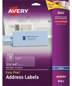 Cheap 👏 Avery Easy Peel Address Labels, Inkjet, 1-1/3 X 4 Inches, Clear, Pack Of 350 🎁