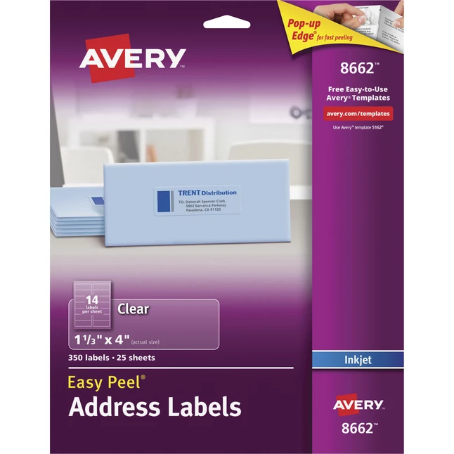 Cheap ๐ Avery Easy Peel Address Labels, Inkjet, 1-1/3 X 4 Inches, Clear, Pack Of 350 ๐ 1 Cheap ๐ Avery Easy Peel Address Labels, Inkjet, 1-1/3 X 4 Inches, Clear, Pack Of 350 ๐