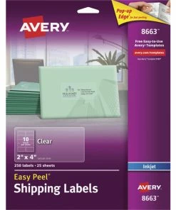 Brand new ✨ Avery Easy Peel Shipping Labels, Inkjet, 2 X 4 Inches, Clear, Pack Of 250 😀