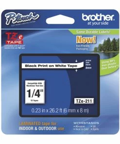 Best Pirce 🔔 Brother P-touch Tze Laminated Tape Cartridge, 1/4 Inch X 26 Feet, Black/White 😍