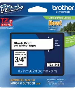 Budget 🤩 Brother P-touch Tze Laminated Tape Cartridge, 3/4 Inch X 26 Feet, Black/White ✨