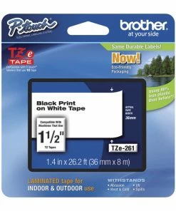 Hot Sale ✨ Brother P-touch Tze Laminated Tape Cartridge, 1-1/2 Inch X 26 Feet, Black/White 😀