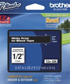 Deals 🤩 Brother P-touch Tze Laminated Tape Cartridge, 1/2 Inch X 26 Feet, White/Black 🎁