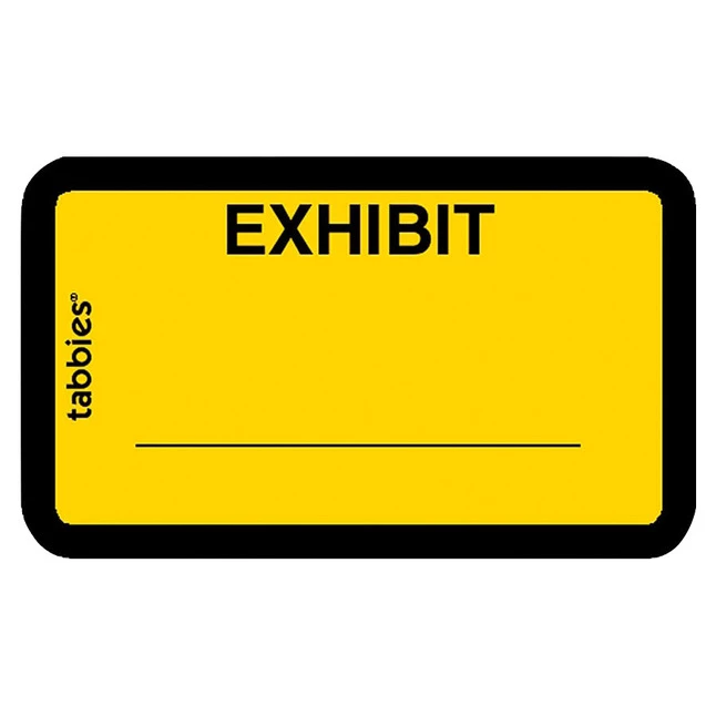 Brand new ๐ Tabbies Legal Exhibit Label, 1-5/8 X 1 Inches, Yellow, Pack Of 252 โค๏ธ 1 Brand new ๐ Tabbies Legal Exhibit Label, 1-5/8 X 1 Inches, Yellow, Pack Of 252 โค๏ธ