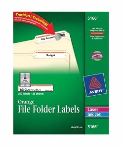 Wholesale ⌛ Avery Printable File Folder Labels, 2/3 X 3-7/16 Inches, Orange, Pack Of 750 💯